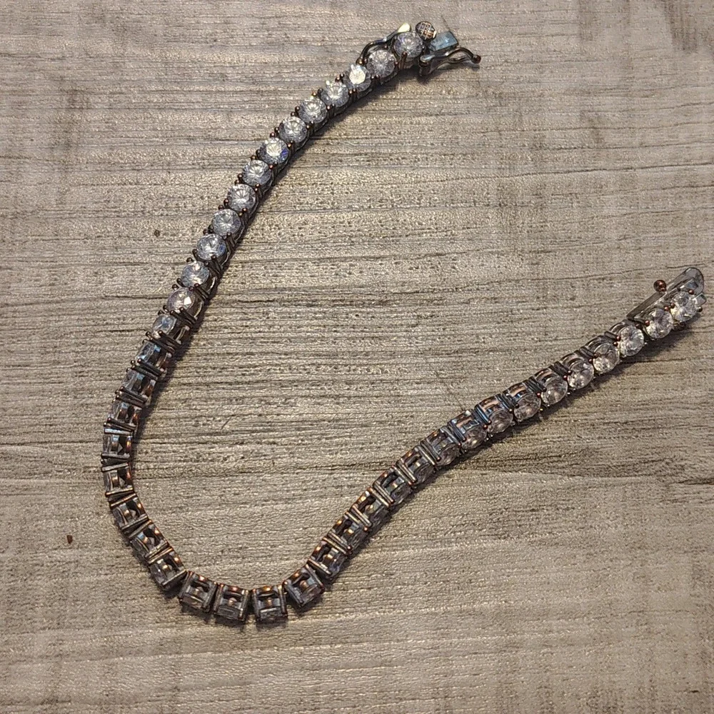 TG‎ TC Rose Gold Tone Cubic Zirconia Tennis Bracelet Round Cut Clear Stones VTG